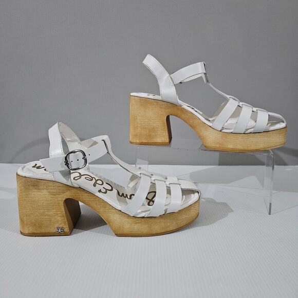 NEW Sam Edelman Margritte Sandal Fisherman Platform White Leather Size 10 - Picture 3 of 12